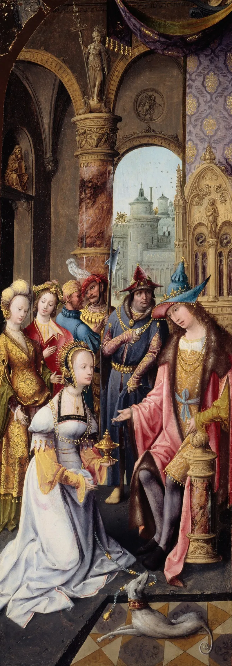King Solomon Receiving The Queen Of Sheba Wall Art by Master of the Antwerp Adoration - High-Resolution Digital Print