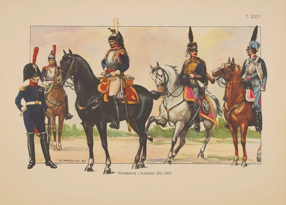 Kirasjerzy I Huzarzy 1811 1812 Wall Art by Stanisław Haykowski - High-Resolution Digital Print