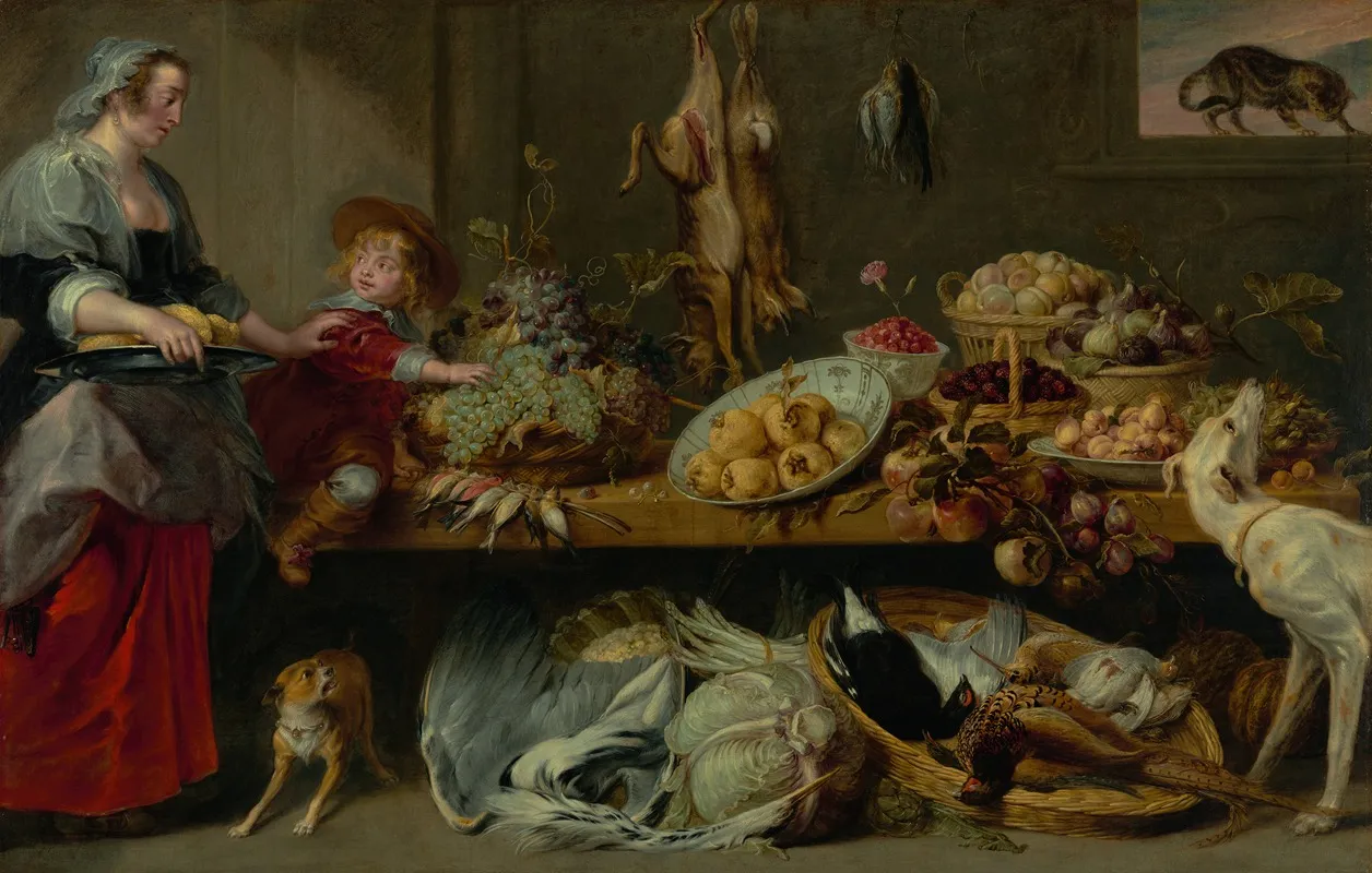 Kitchen Still Life With A Maid And Young Boy