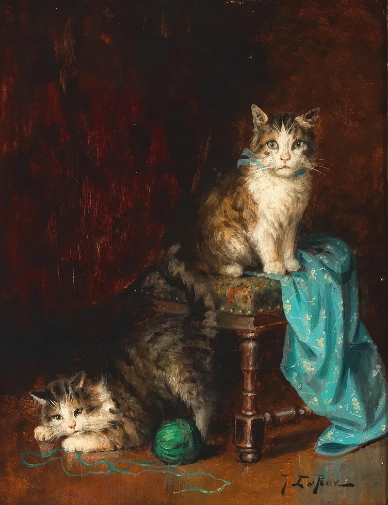 Kittens Playing The Model Wall Art by Jules Le Roy - High-Resolution Digital Print