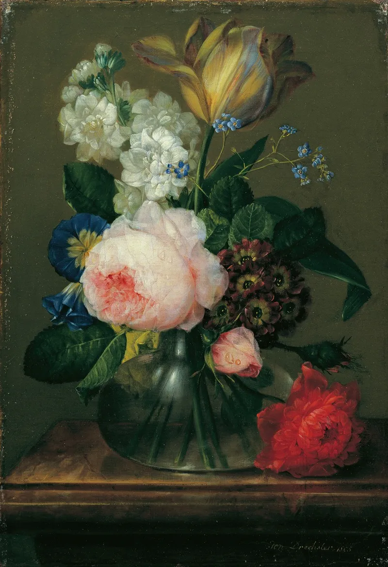 Kleines Blumenstillleben Wall Art by Johann Baptist Drechsler - High-Resolution Digital Print