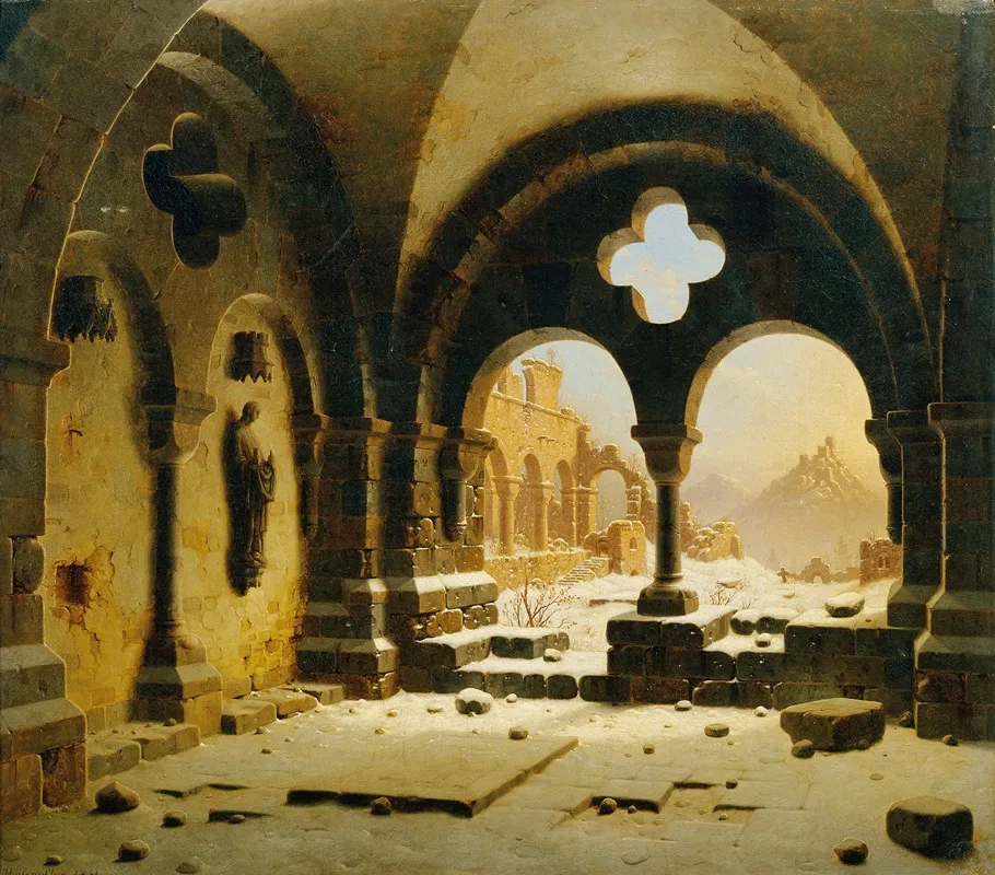 Klosterruine Im Winter Wall Art by Carl Georg Adolph Hasenpflug - High-Resolution Digital Print