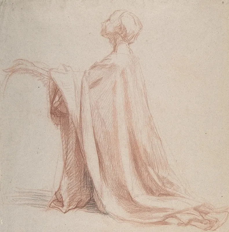 Kneeling Draped Figure Wall Art by Alexandre Laemlein - High-Resolution Digital Print