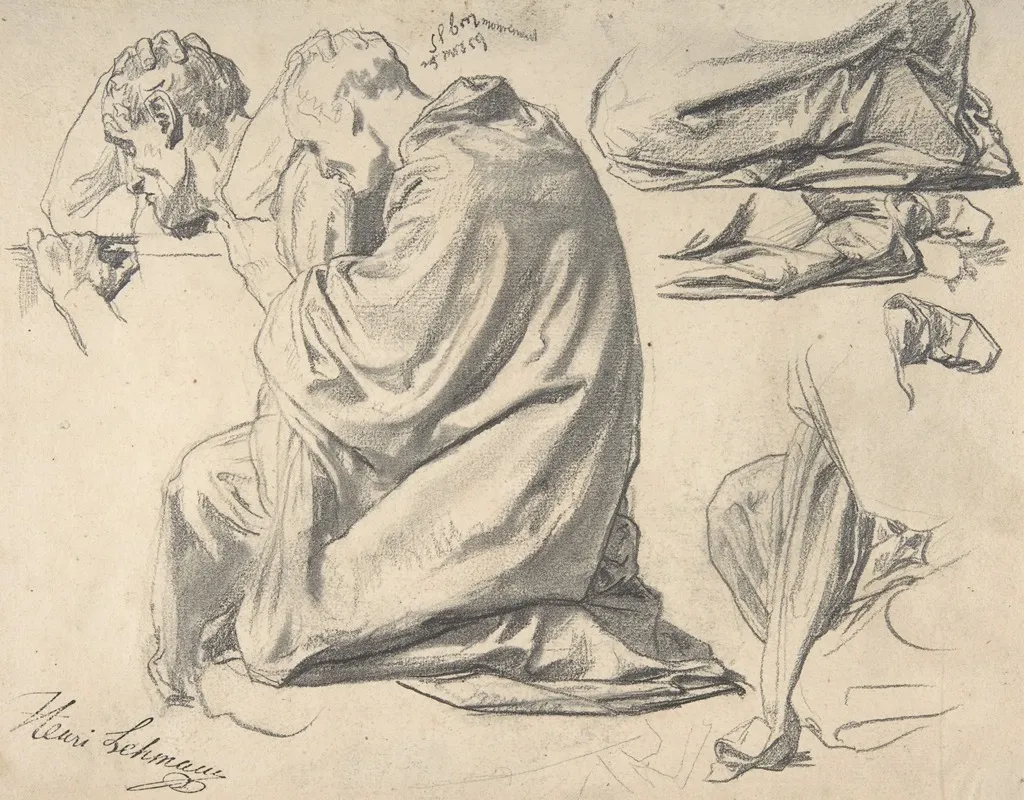 Kneeling Draped Male Figure Facing Left
