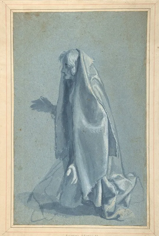 Kneeling Female Figure In Profile To Left