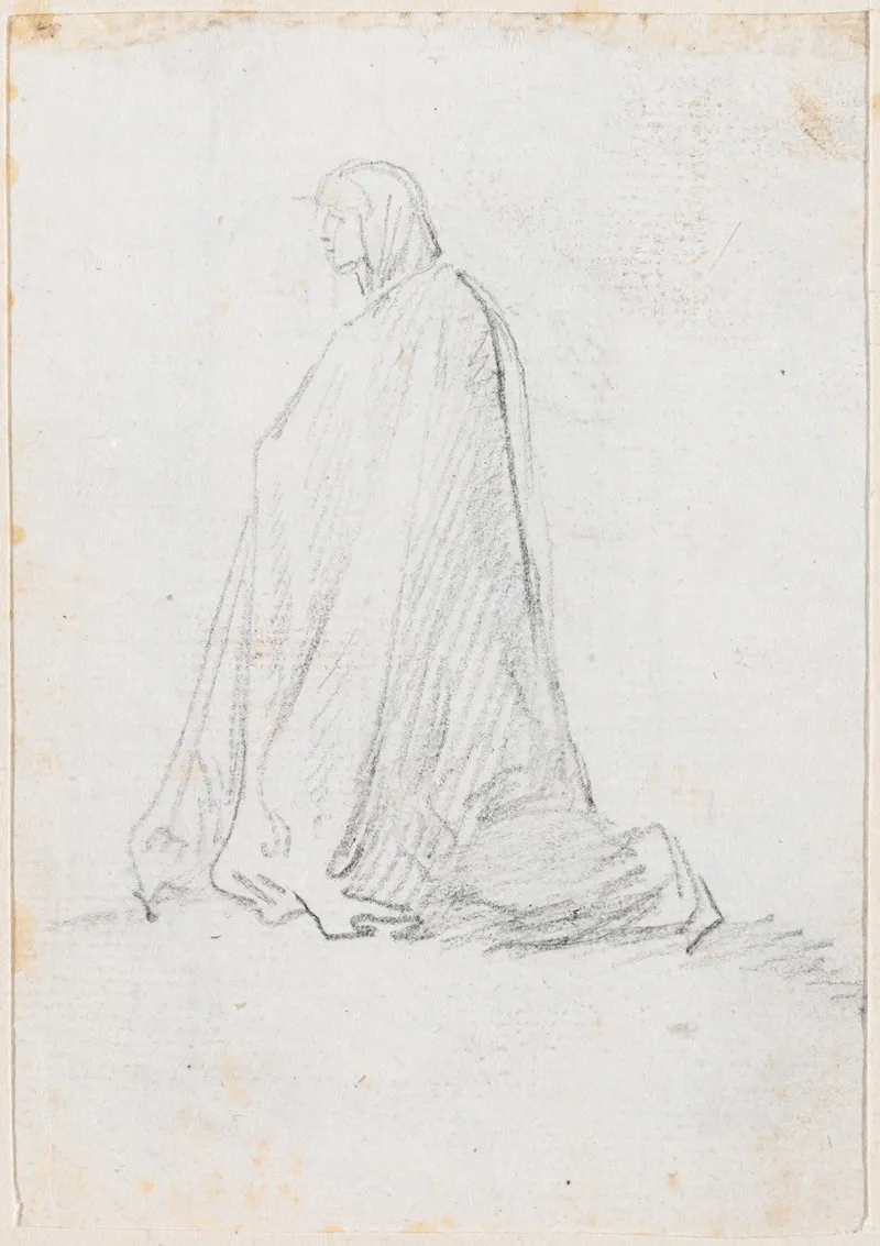 Kneeling Figure In A Hooded Robe Verso