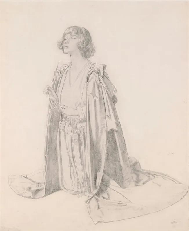 Kneeling Figure Of A Woman Study For The Holy Well Wall Art by William Orpen - High-Resolution Digital Print