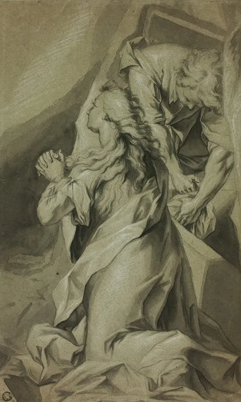 Kneeling Magdalene And Tomb Attendant Wall Art by After Federico Barocci - High-Resolution Digital Print