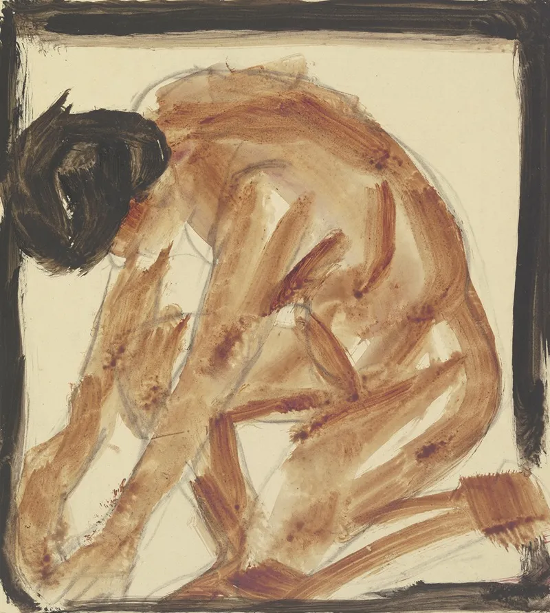 Kneeling Nude To The Left Wall Art by Christian Rohlfs - High-Resolution Digital Print