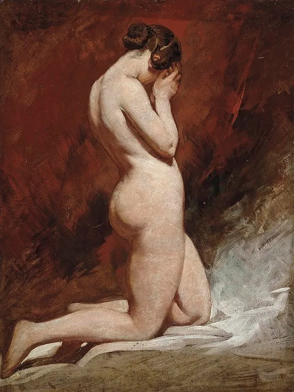 Kneeling Nude Wall Art by William Etty - High-Resolution Digital Print