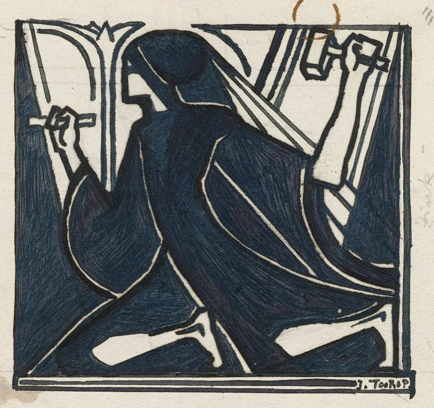Knielende Figuur Met Hamer En Beitel Wall Art by Jan Toorop - High-Resolution Digital Print