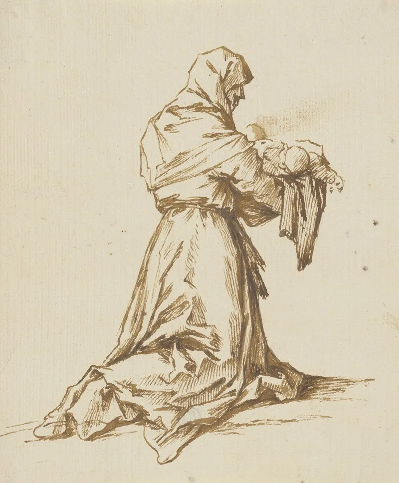 Kniende Frau Ein Kind In Den Armen Haltend Wall Art by Giovanni Battista Sassi - High-Resolution Digital Print