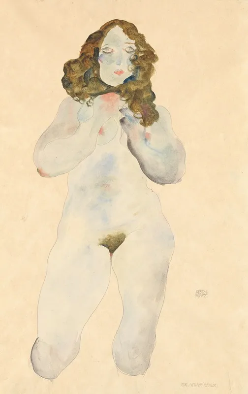 Kniender Weiblicher Akt Wall Art by Egon Schiele - High-Resolution Digital Print