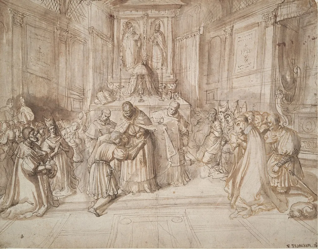 Knighting Of A Young Man Wall Art by Frans Francken the Younger - High-Resolution Digital Print
