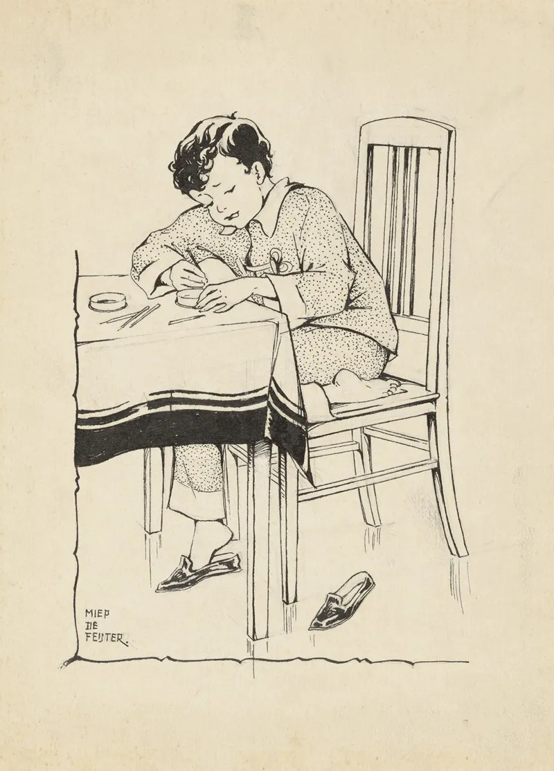 Knutselende Jongen Aan Een Tafel 2