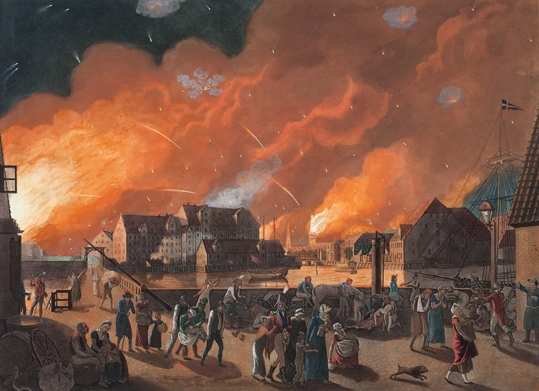 Kobenhavn Natten Mellem 4 Og 5 September Set Fra Christianshavn Wall Art by Christoffer Wilhelm Eckersberg - High-Resolution Digital Print