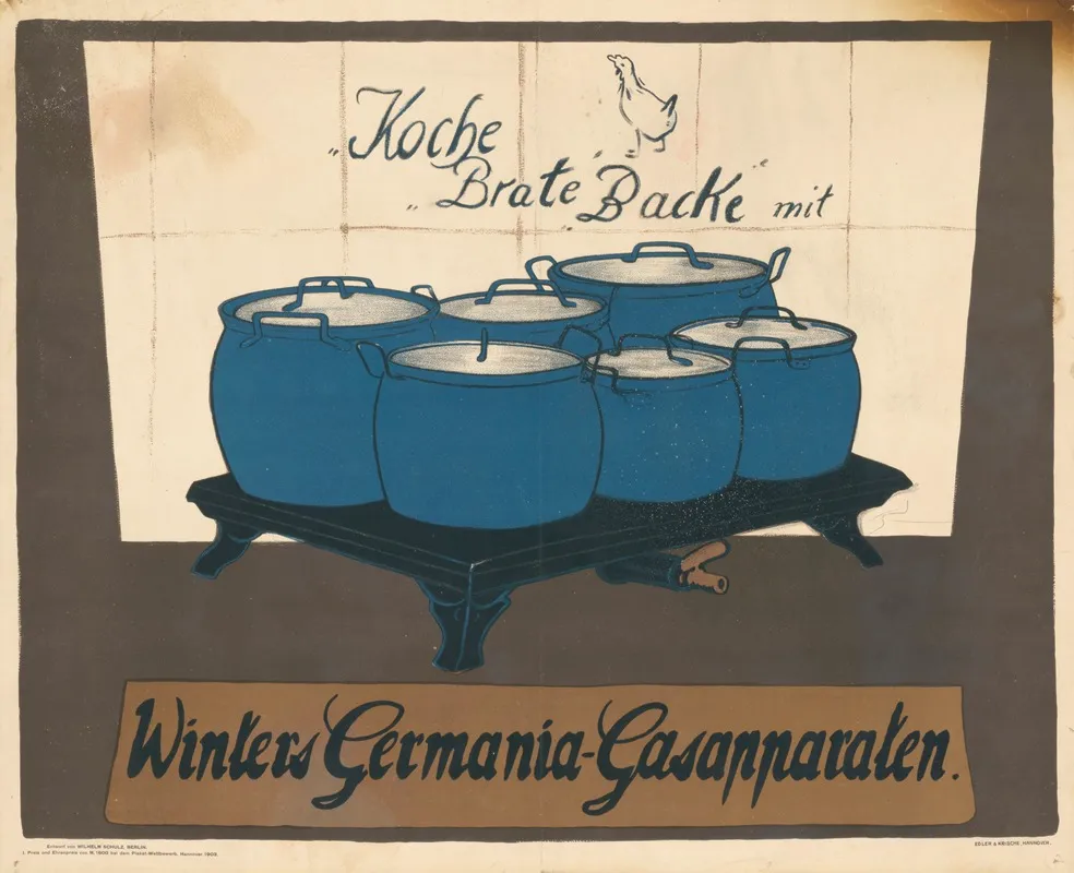 Koche Brate Backe Mit Winters Germania Gasapparaten Wall Art by Wilhelm Schulz - High-Resolution Digital Print