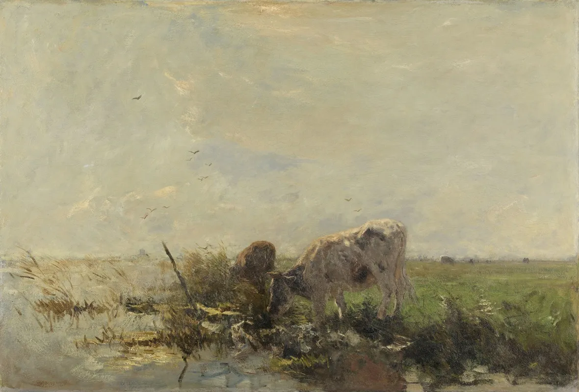 Koeien Aan Een Plas Wall Art by Willem Maris - High-Resolution Digital Print