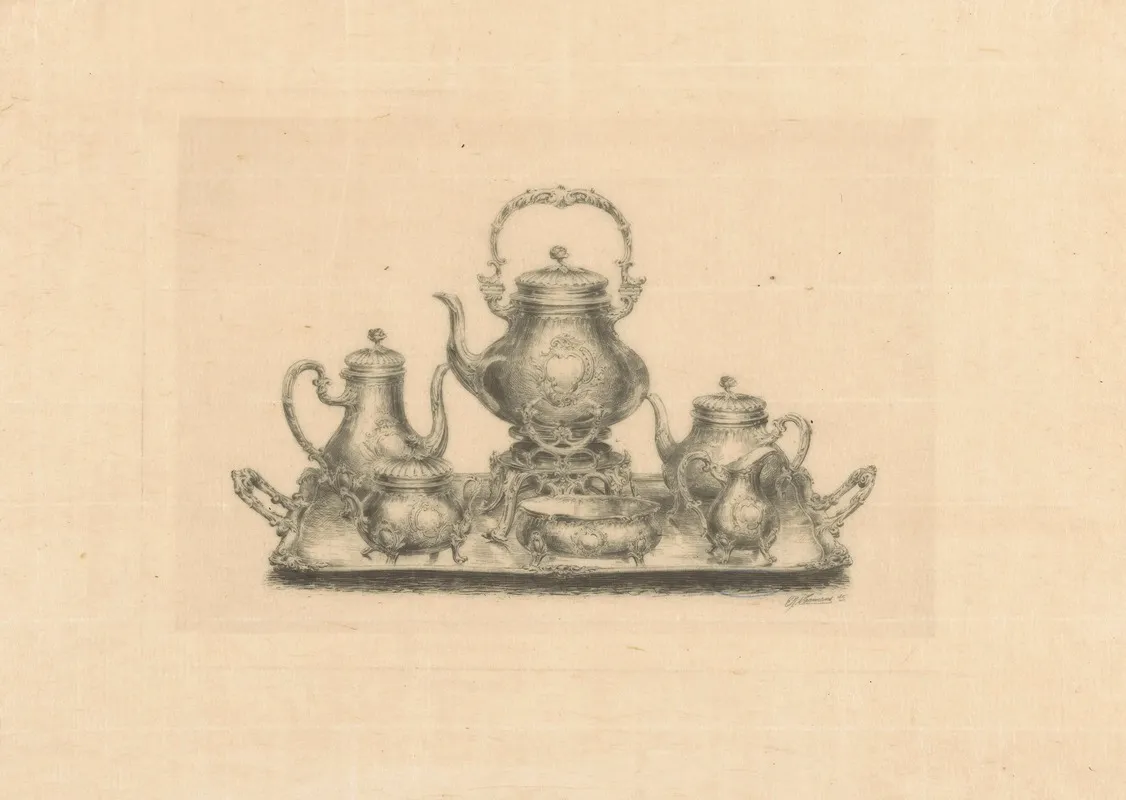 Koffie En Theeservies Op Een Dienblad 2 Wall Art by Eduard Niermans - High-Resolution Digital Print