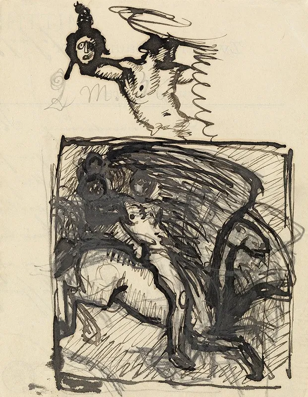 Kompositionsskizze Zu Einem Reiter Wall Art by Franz von Stuck - High-Resolution Digital Print