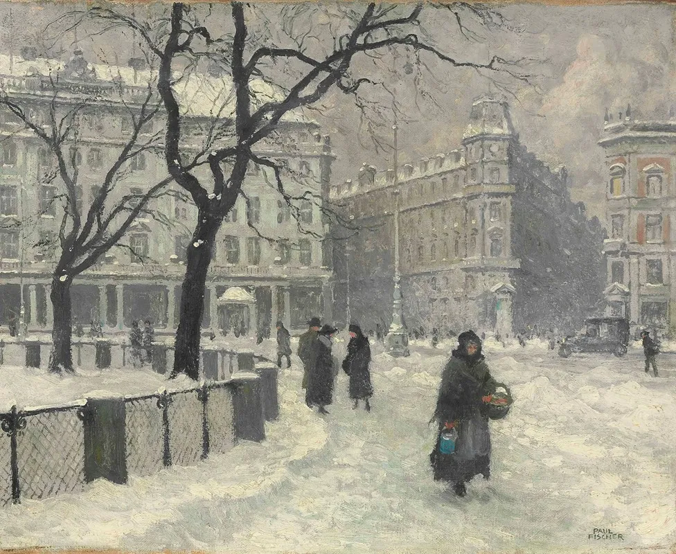 Kongens Nytorv Copenhagen In Winter Wall Art by Paul Fischer - High-Resolution Digital Print