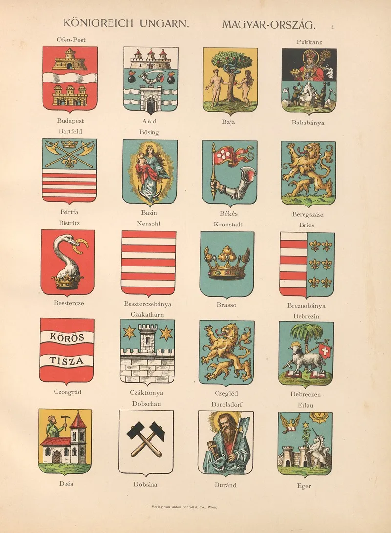 Konigreich‎ ‎ungarn Magyar Orszag I Wall Art by Hugo Gerhard Ströhl - High-Resolution Digital Print