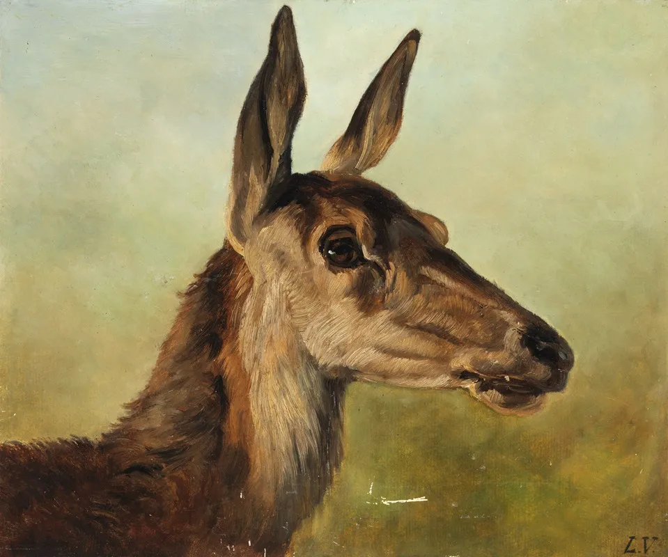 Kopf Einer Hirschkuh Wall Art by Ludwig Voltz - High-Resolution Digital Print