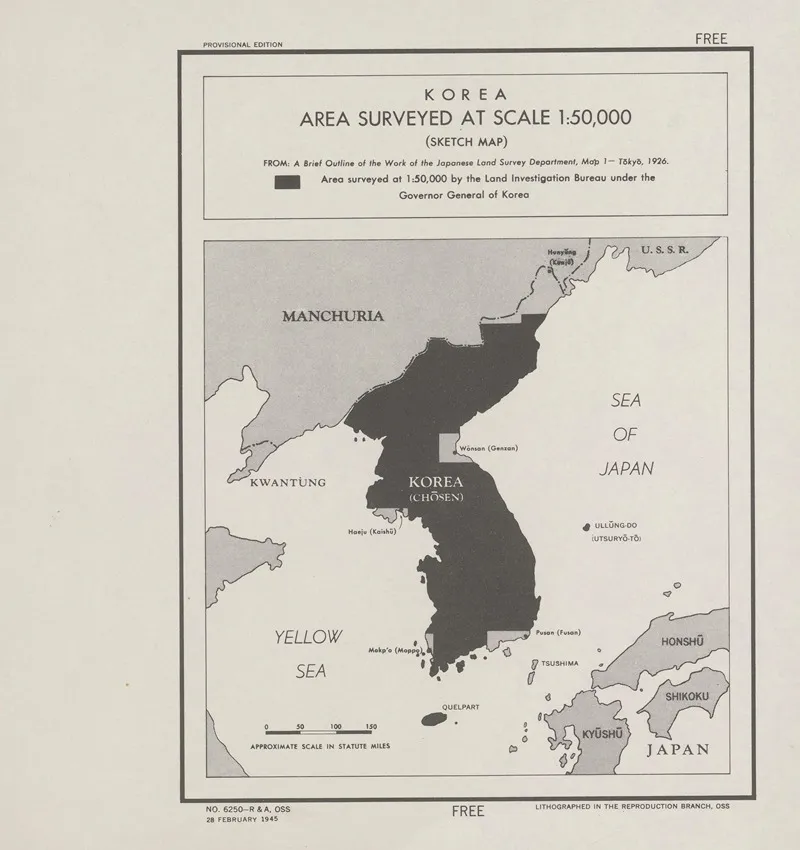 Korea Area Surveyed At Scale 150000 Wall Art by Office of Strategic Services - High-Resolution Digital Print