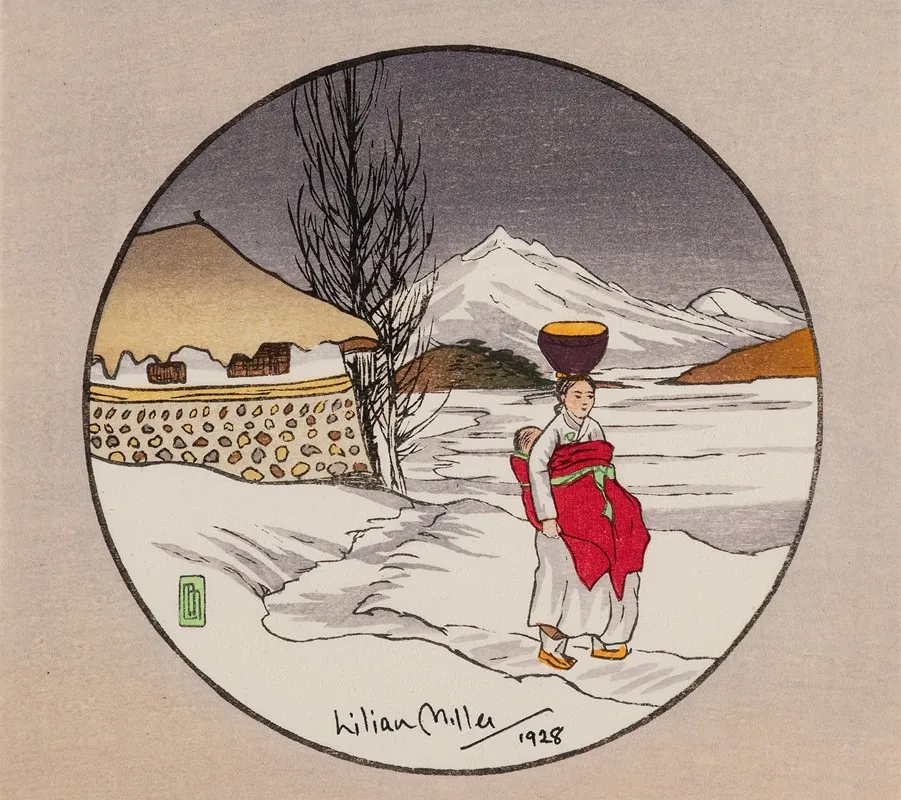 Korean Woman Walking In Snow Wall Art by Lilian Miller - High-Resolution Digital Print