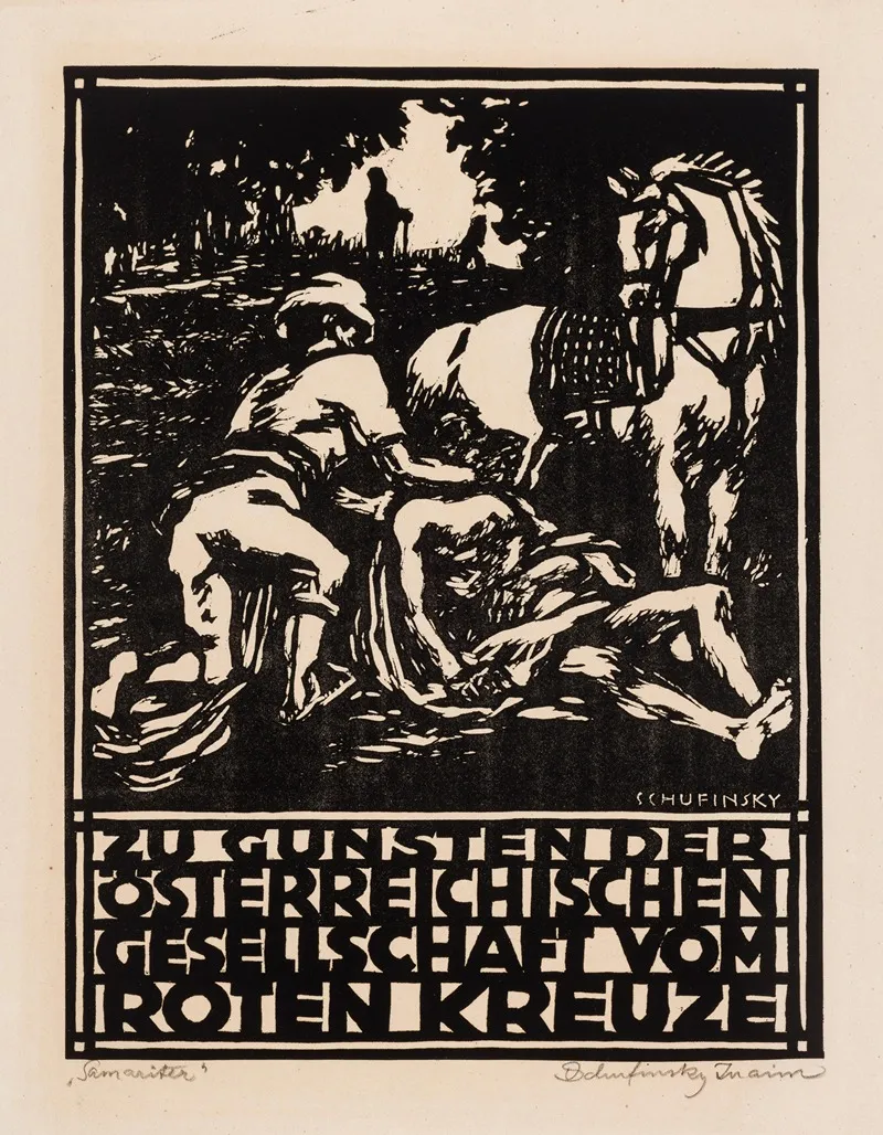Kriegsgedenkblatt Zugunsten Der Osterreichischen Gesellschaft Vom Roten Kreuz Samariter