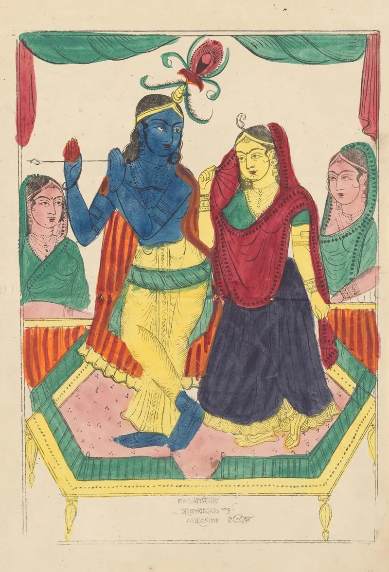Krishna And Radha Wall Art by Becharam Das Dutta - High-Resolution Digital Print