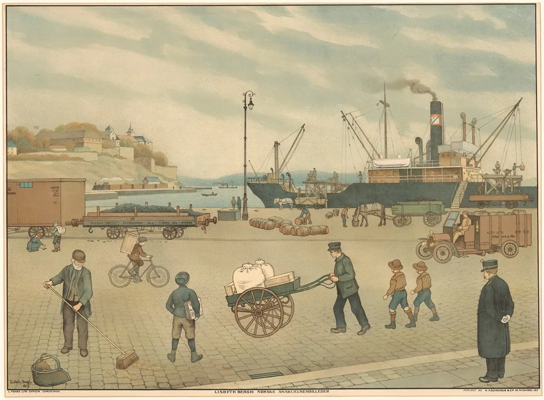 Kristiania Harbor Port Of Oslo With The Akershus Fortress In The Background Wall Art by Lisbeth Bergh - High-Resolution Digital Print