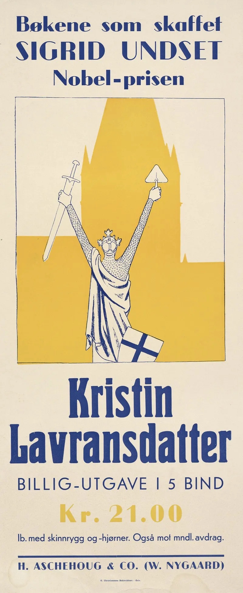Kristin Lavransdatter Bokene Som Skaffet Sigrid Undset Nobel Prisen Wall Art by O. Christiansens boktrykkeri - High-Resolution Digital Print