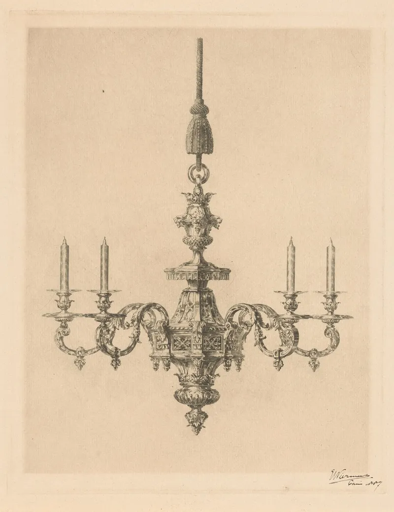 Kroonluchter Met Vier Kaarsen 2 Wall Art by Eduard Niermans - High-Resolution Digital Print