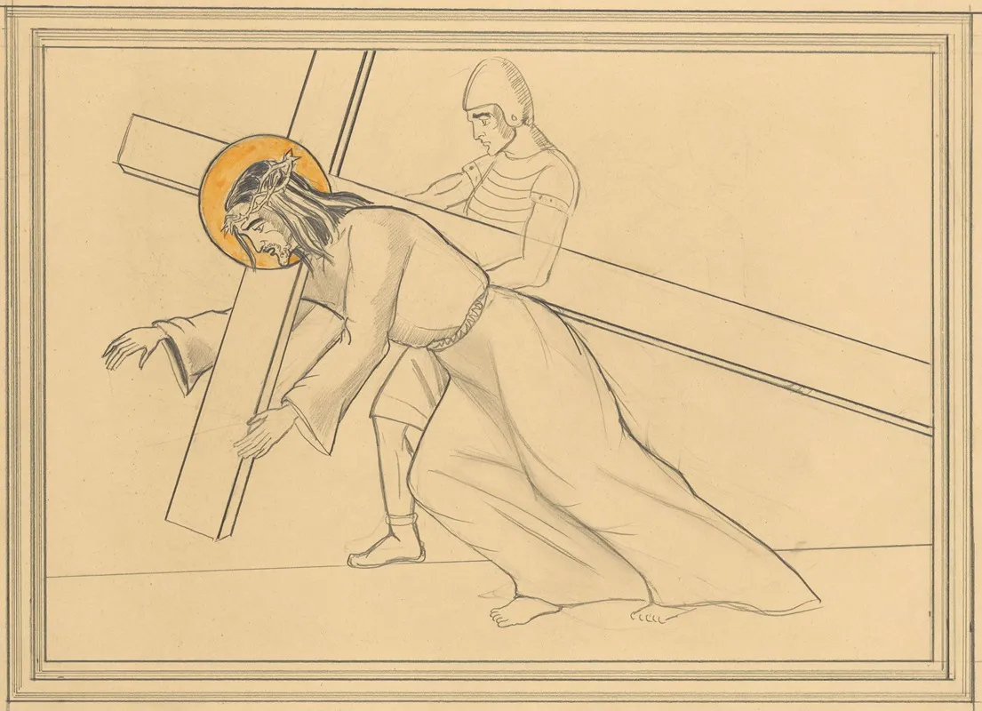 Kruisdraging Christus Valt Onder Het Kruis
