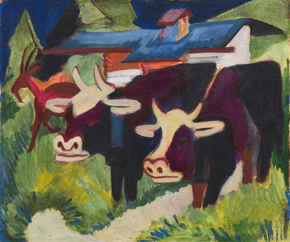 Kuhe Auf Der Alp Wall Art by Ernst Ludwig Kirchner - High-Resolution Digital Print