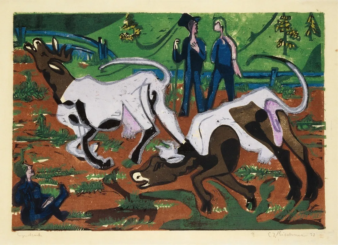 Kuhe Im Fruhling Wall Art by Ernst Ludwig Kirchner - High-Resolution Digital Print