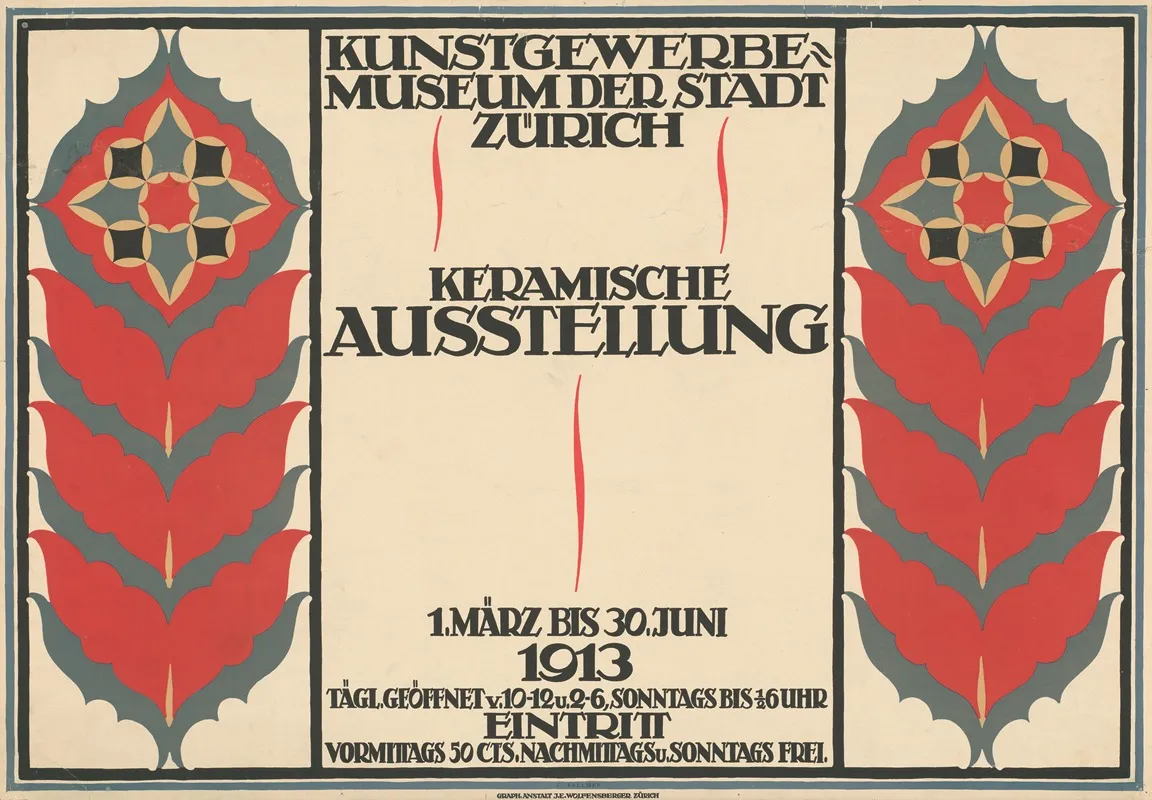 Kunstgewerbemuseum Zurich Keramische Ausstellung 1913 Wall Art by C. Ballmer - High-Resolution Digital Print