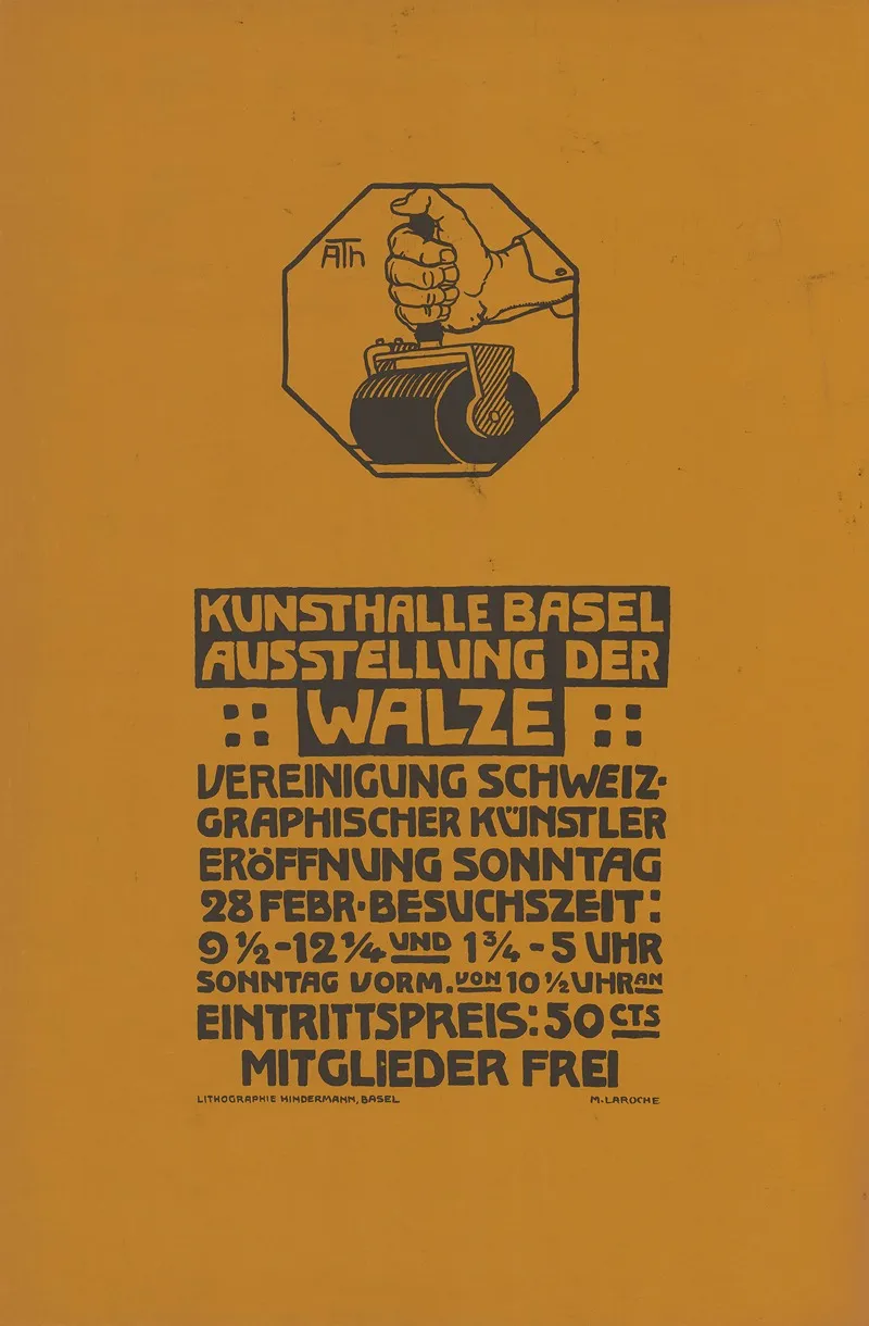 Kunsthalle Basel Ausstellung Der Walze Vereinigung Schweiz Graphischer Kunstler Wall Art by Maria La Roche - High-Resolution Digital Print