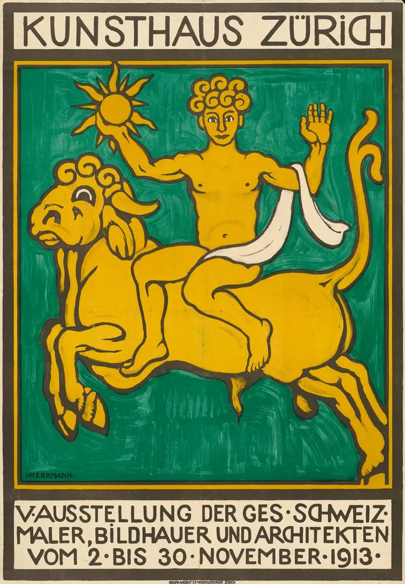 Kunsthaus Zurich V Ausstellung 1913 Wall Art by I. Herrmann - High-Resolution Digital Print