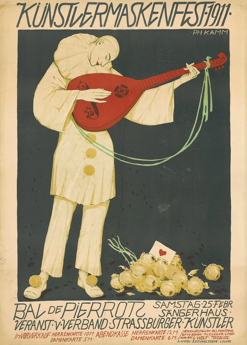 Kunstlermaskenfest 1911 Bal De Pierrots Wall Art by Louis Philippe Kamm - High-Resolution Digital Print