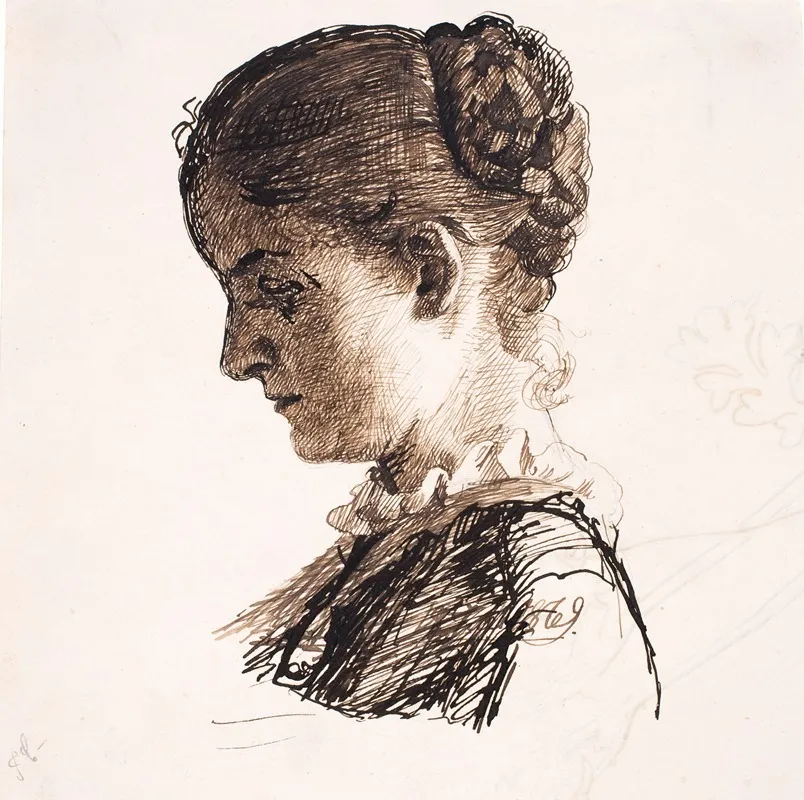 Kunstnerens Soster Elisabeth Profil T V Fletningefrisure