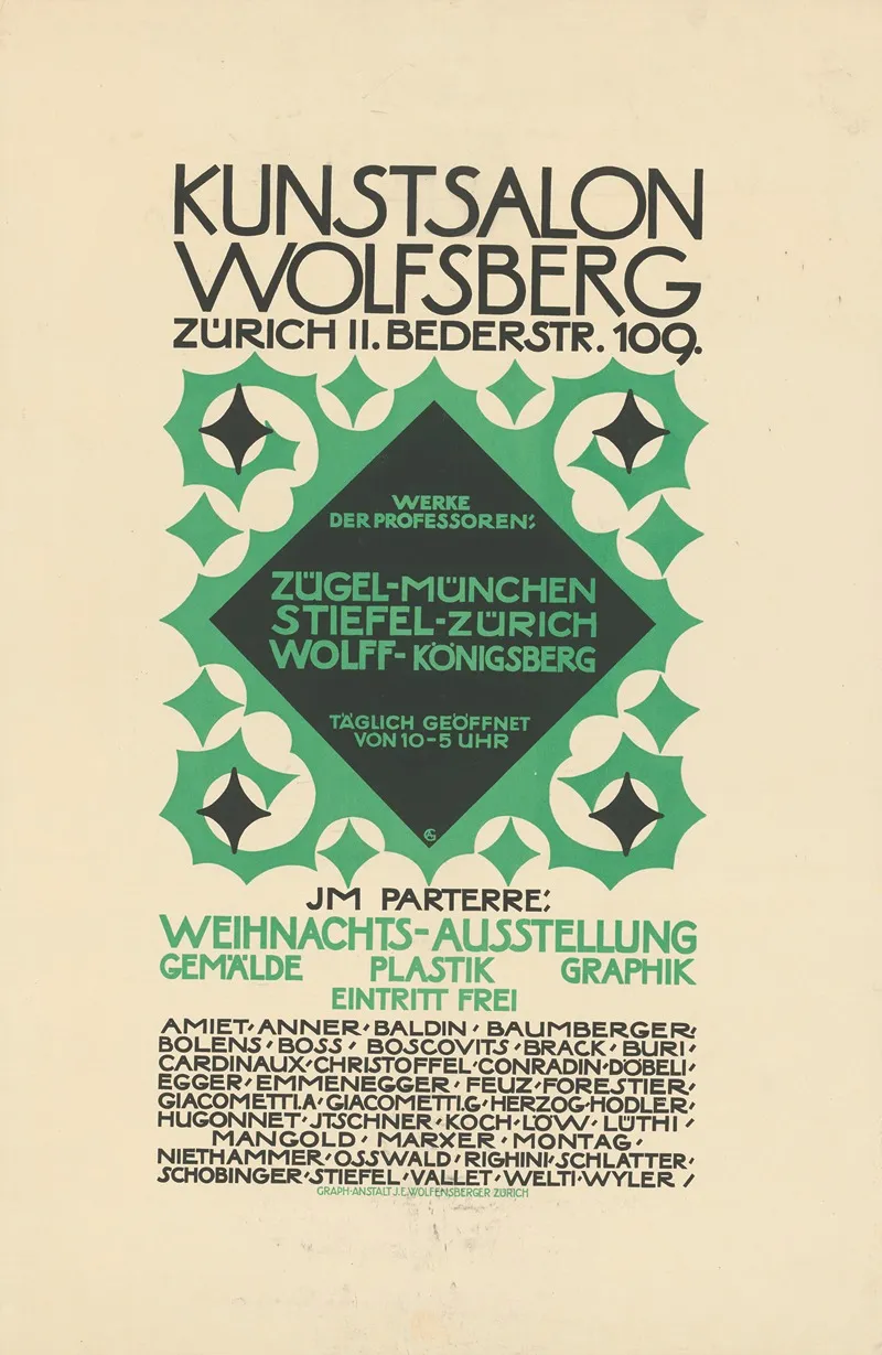 Kunstsalon Wolfsberg Weihnachtsausstellung Werke Der Professoren Zugel Stiefel Und Wolff