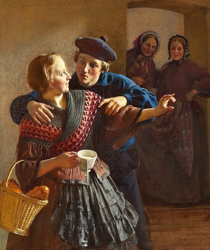 Kurtiserende Par Wall Art by Herman Siegumfeldt - High-Resolution Digital Print