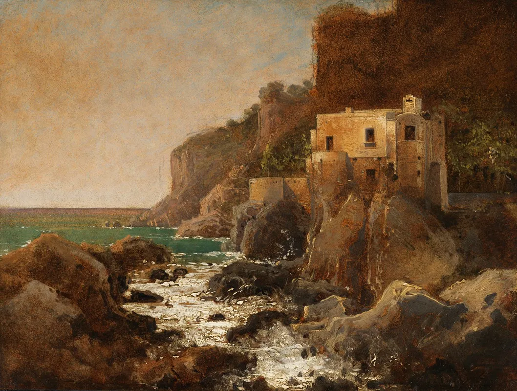 Kuste Bei Amalfi 2 Wall Art by August Wilhelm Ferdinand Schirmer - High-Resolution Digital Print