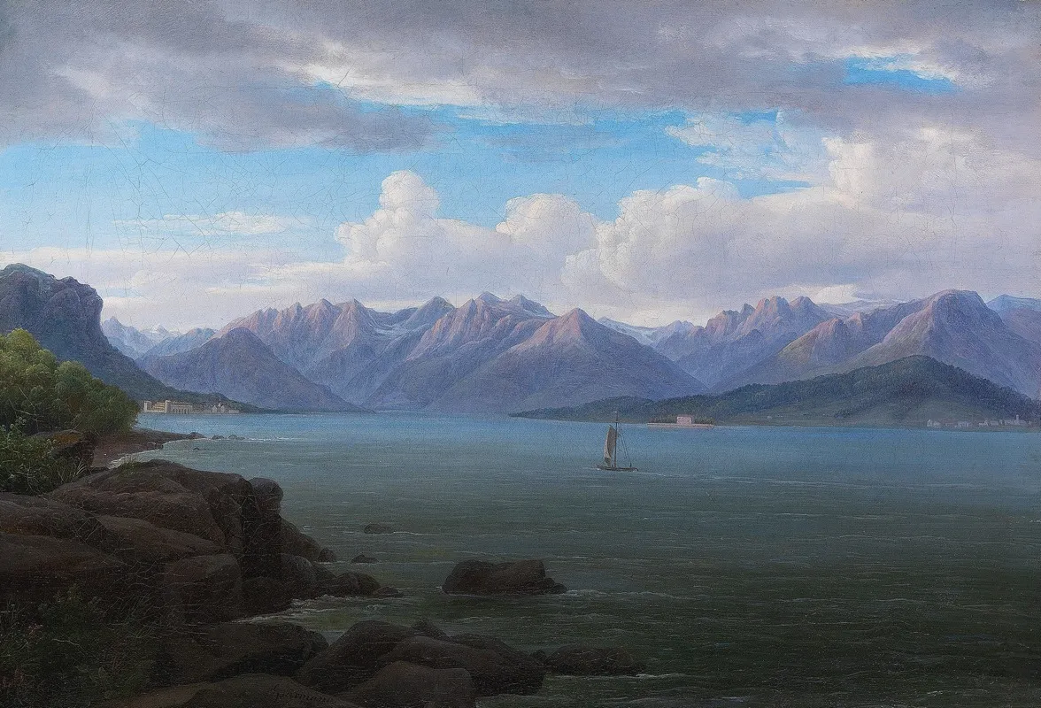 Kustenszene Mit Segelboot Wall Art by Karl Christian Sparmann - High-Resolution Digital Print