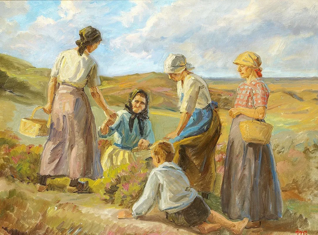 Kvinder I Klitterne Ved Skagen Wall Art by Johannes Wilhjelm - High-Resolution Digital Print
