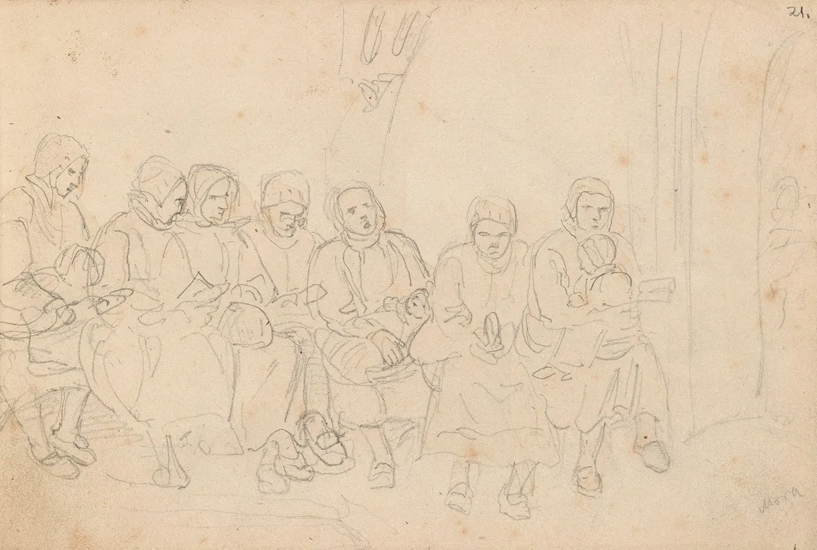 Kvinner I Vapenhuset Ved Mora Kirke Wall Art by Adolph Tidemand - High-Resolution Digital Print
