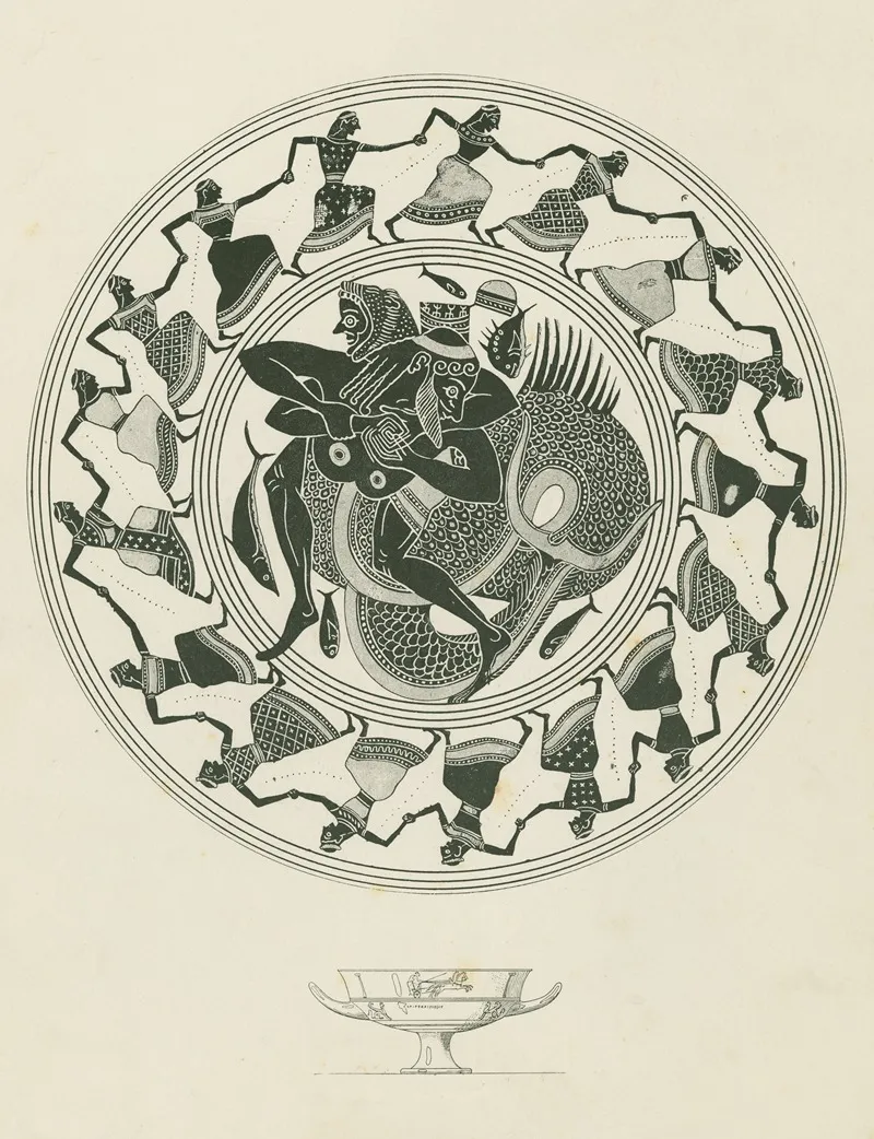 Kylix Depicting Hercules Wrestling With Triton