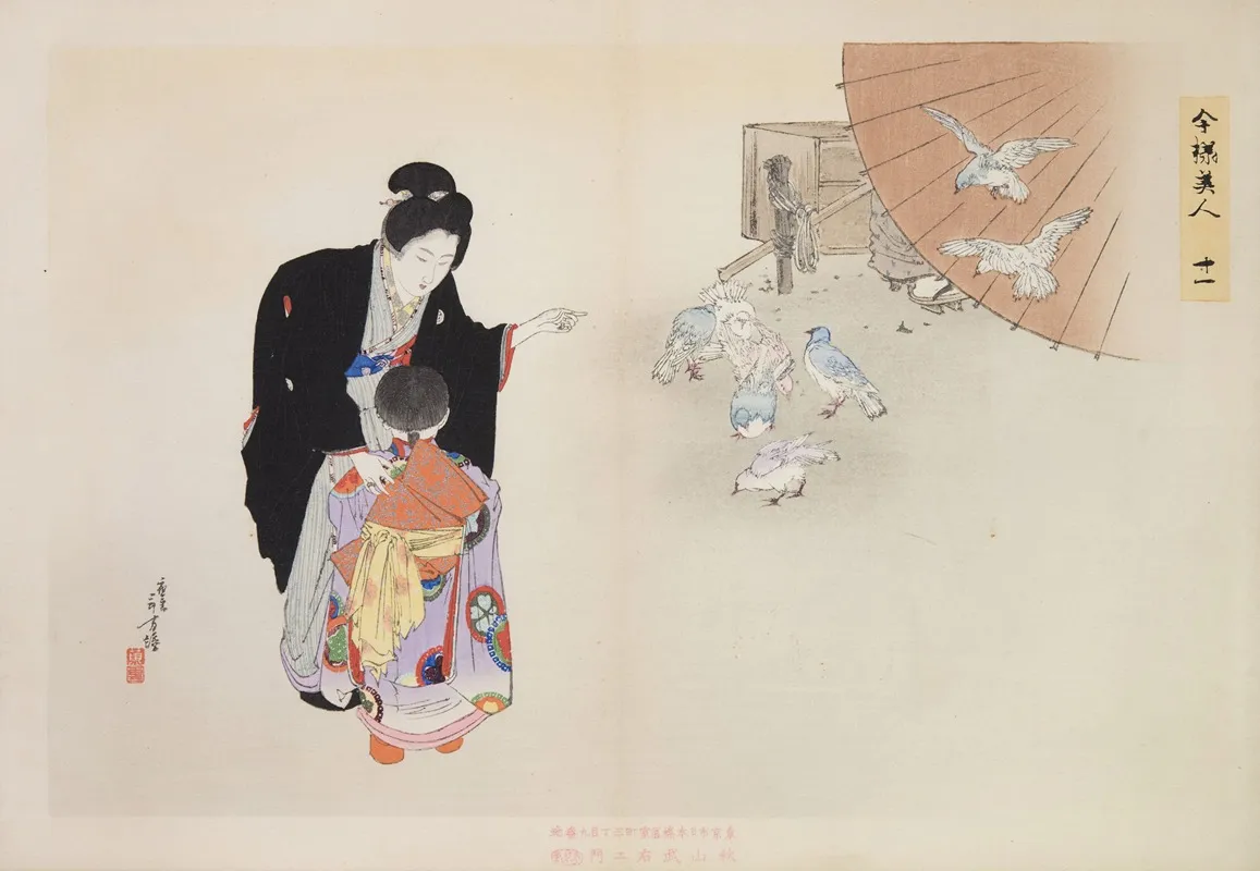 Kyoiku Imayo Bijin Fuzoku Zen Pl 11 Wall Art by Toshikata Mizuno - High-Resolution Digital Print